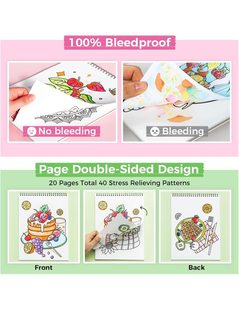Ohuhu Double Sided Bleedproof Colouring Book for Alcohol Markers - My Simple Pleasure