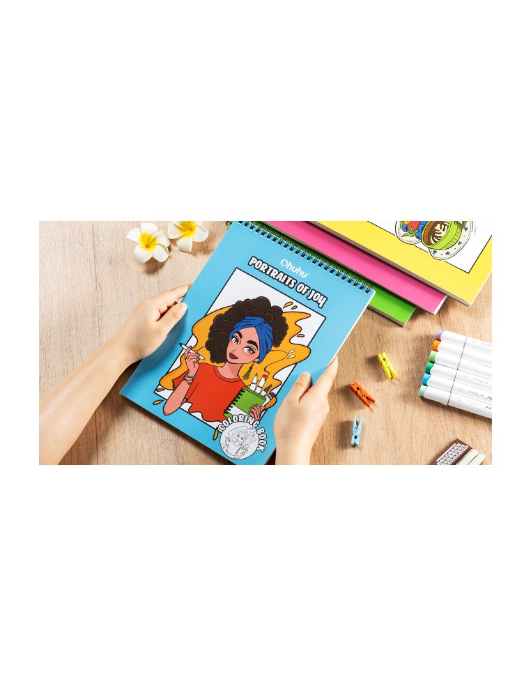Ohuhu Double Sided Bleedproof Colouring Book for Alcohol Markers - Portraits of Joy
