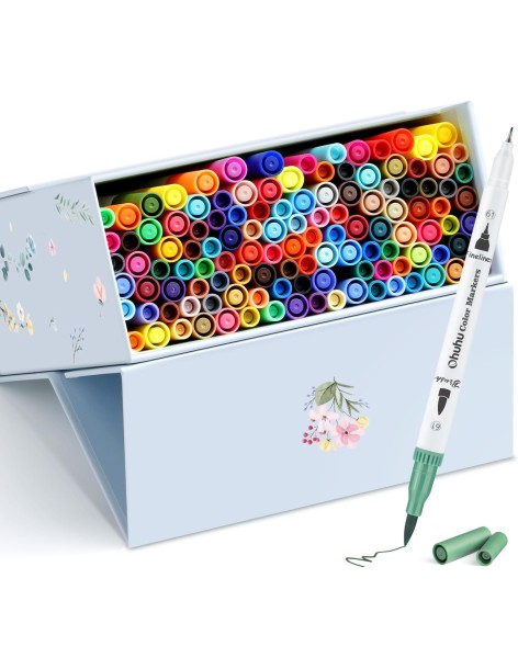 Ohuhu Maui 120 Colors Dual Tips Water Based Art Markers, Brush & Fineliner 2