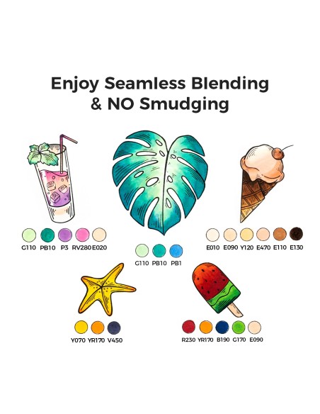 Ohuhu Honolulu Dual Tips Alcohol Art Markers - 6 Pastel Tone Colours, Brush and Chisel