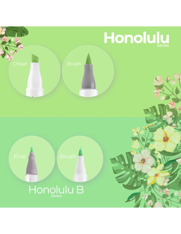 Ohuhu Honolulu Dual Tips Alcohol Art Markers - 48 Classic Colours, Brush and Chisel (Updated Packaging)