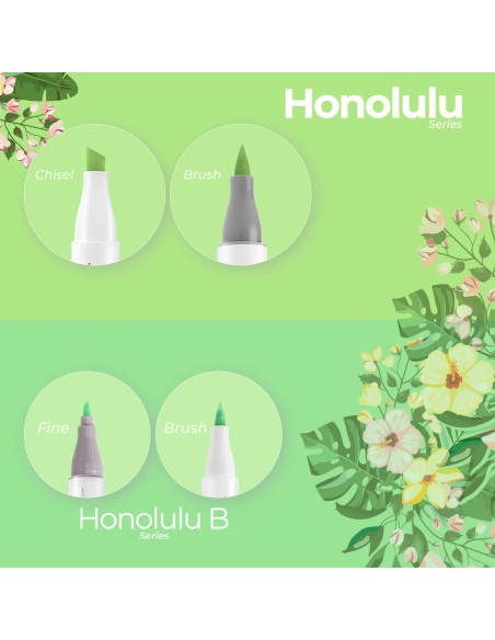 Ohuhu Honolulu Dual Tips Alcohol Art Markers - 48 Classic Colours, Brush and Chisel (Updated Packaging)