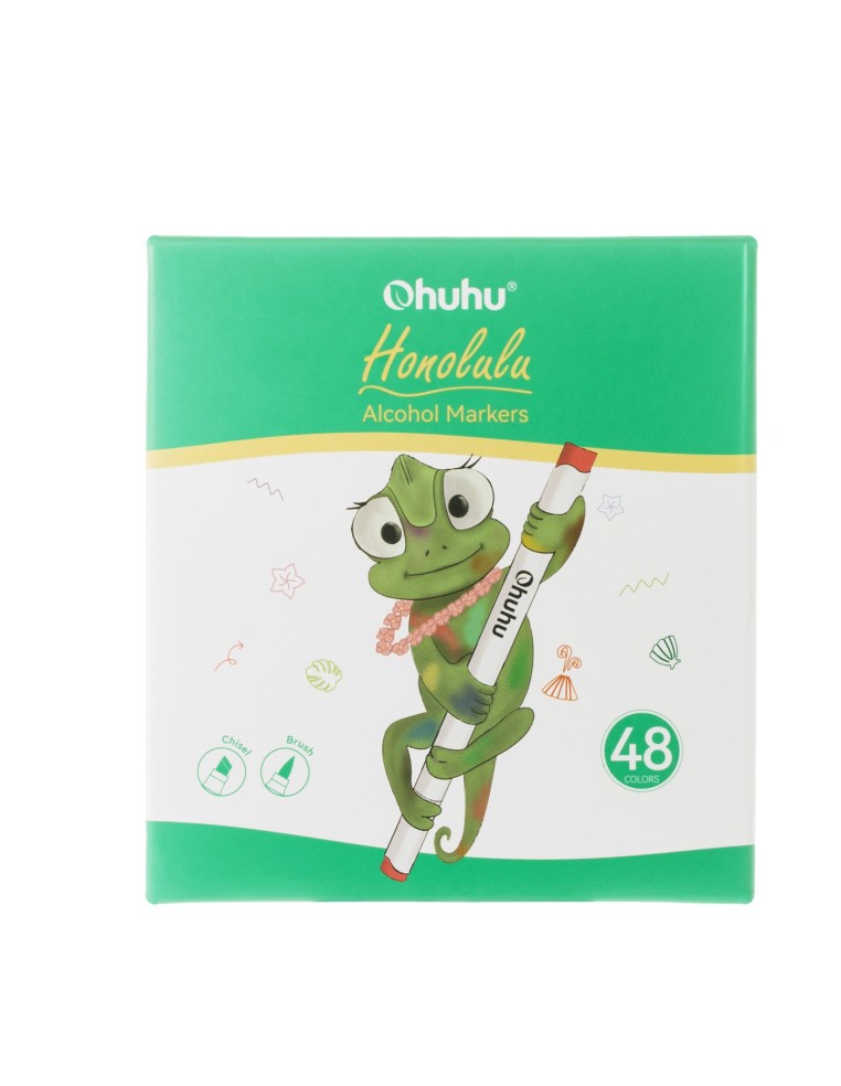 Ohuhu Honolulu Dual Tips Alcohol Art Markers - 48 Classic Colours, Brush and Chisel (Updated Packaging)