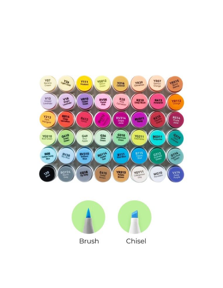Ohuhu Honolulu Dual Tips Alcohol Art Markers - 48 Classic Colours, Brush and Chisel (Updated Packaging)
