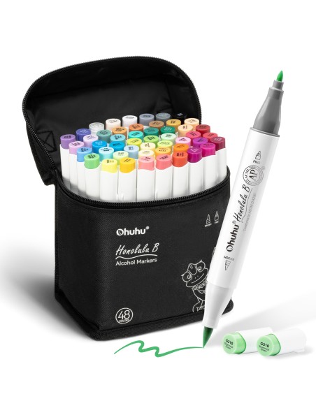 Ohuhu Honolulu B Dual Tips Alcohol Art Markers - 48 Classic Colours, Brush and Fine