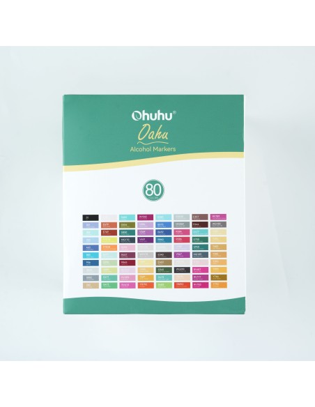 Ohuhu Oahu Dual Tips Alcohol Art Markers - 80 Colours, Fine and Chisel (Updated Packaging)