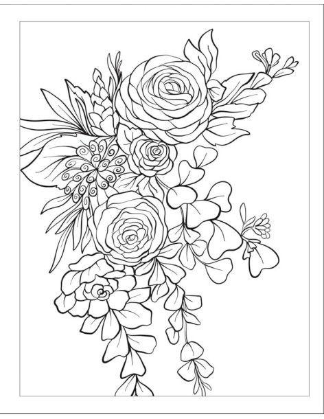 Large Print Flowers Colouring 2