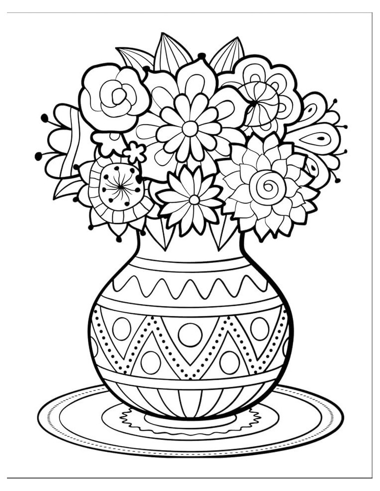 Large Print Flowers Colouring
