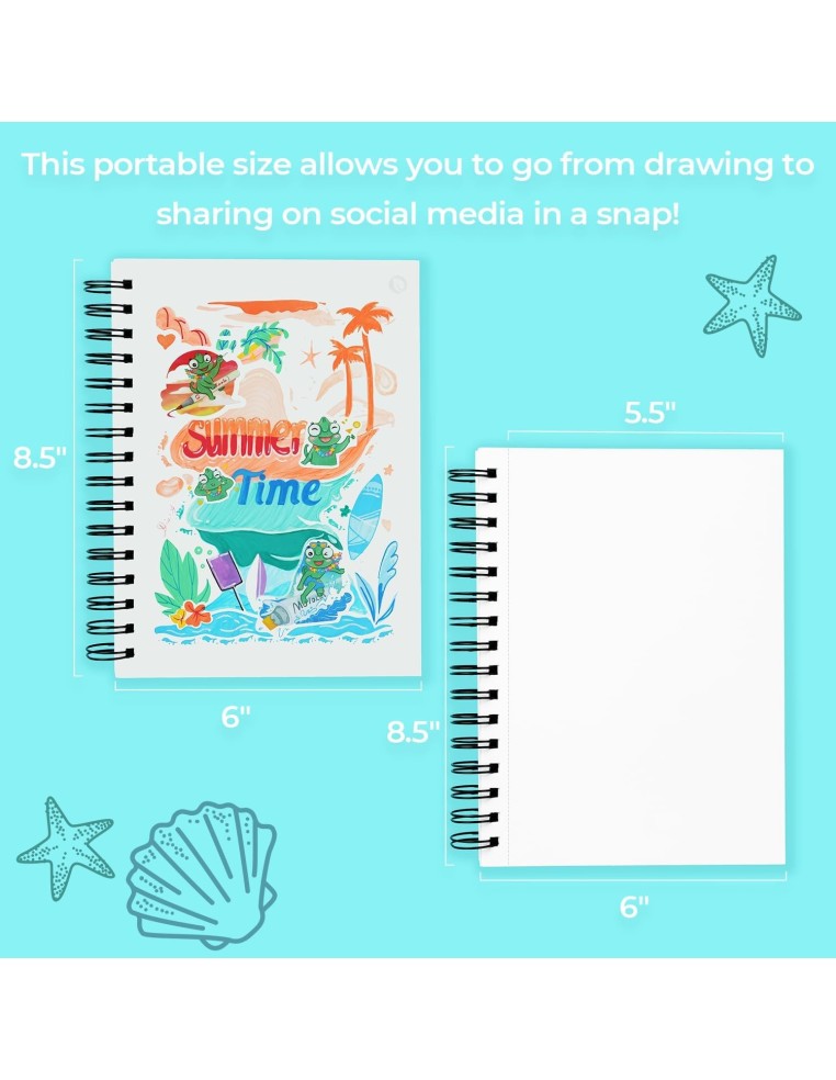 Ohuhu Bleedproof Double-Sided Marker Pad, Small, Spiral-Bound - 5.5 x 8.5" (14 x 21.6cm) - 150GSM/ 90LB