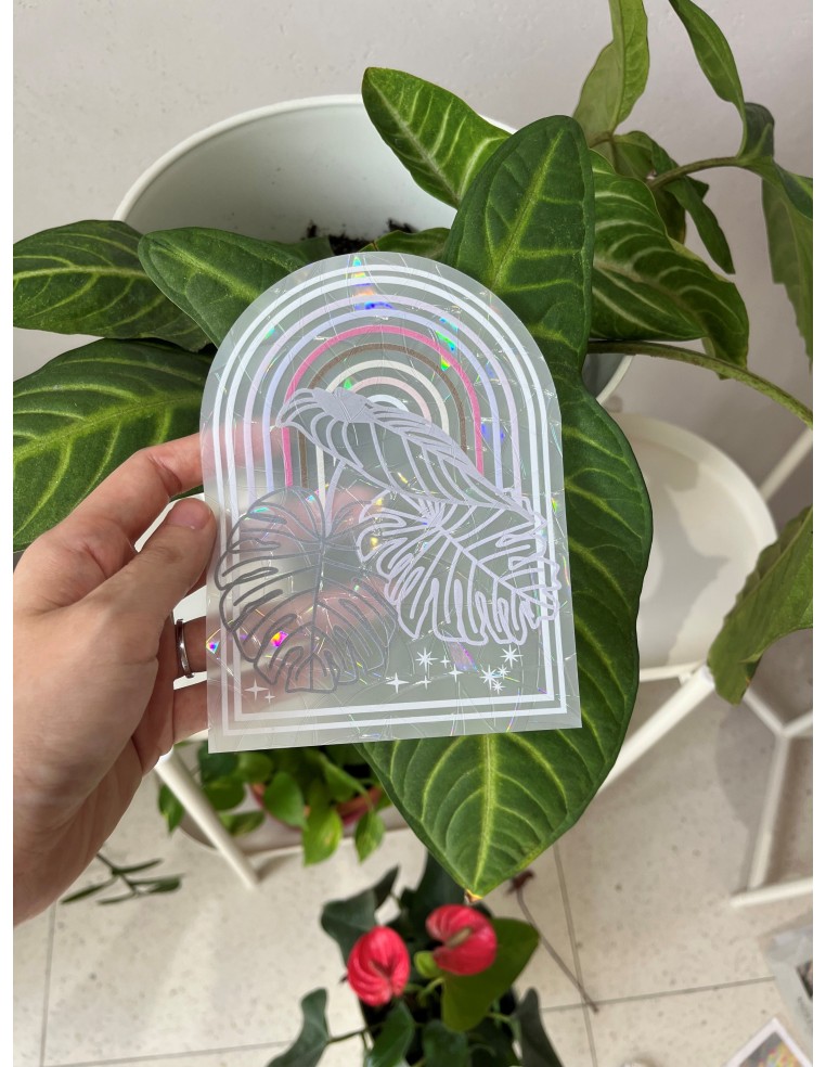 Soft Glow Suncatcher Sticker, Reusable - Tropical Arc