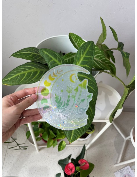 Soft Glow Suncatcher Sticker, Reusable - Whispers of the Moon: Lush Garden