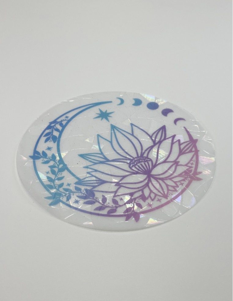 Soft Glow Suncatcher Sticker, Reusable - Whispers of the Moon: Lotus