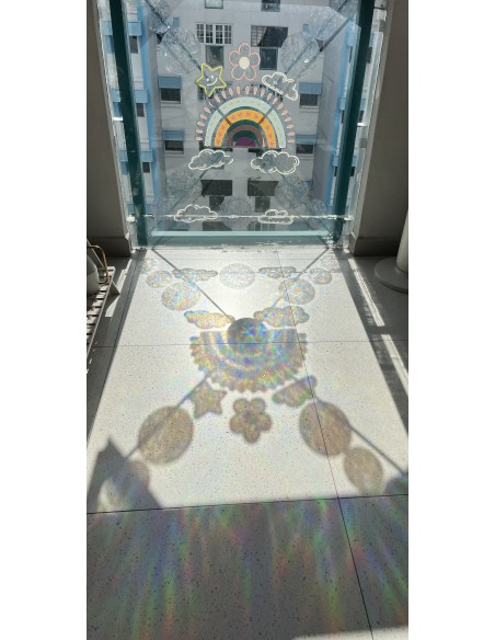 Soft Glow Suncatcher Sticker, Reusable - Celestial Balance: Sun & Moon