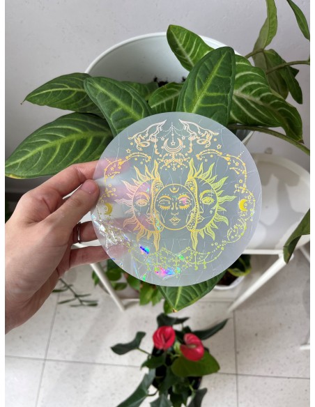 Soft Glow Suncatcher Sticker, Reusable - Celestial Balance: Sun & Moon