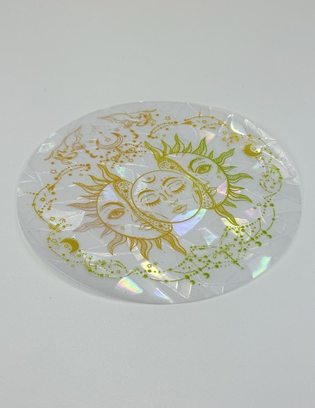 Soft Glow Suncatcher Sticker, Reusable - Celestial Balance: Sun & Moon
